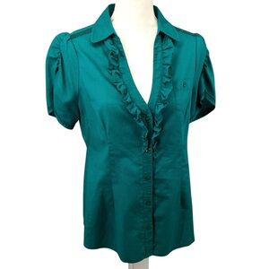 Edme & Esyllte Anthropologie Womens Ruffled Button Down Shirt